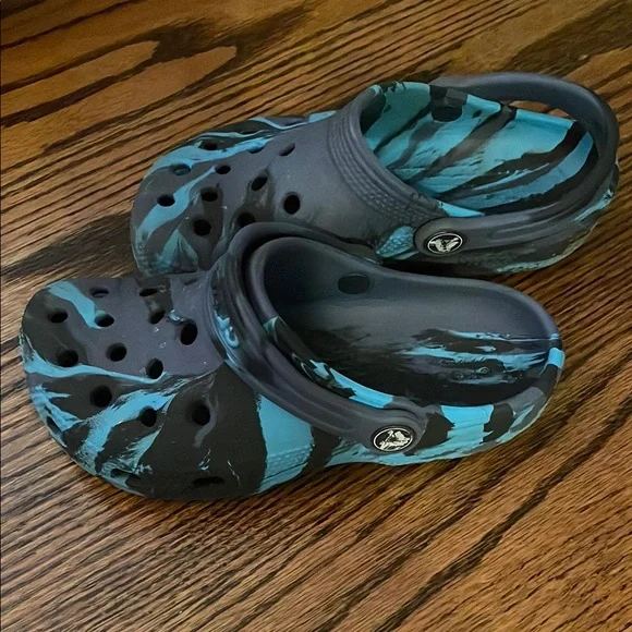 CROCS Blue and Black Sandals with Perforated Design - Picture 1 of 5